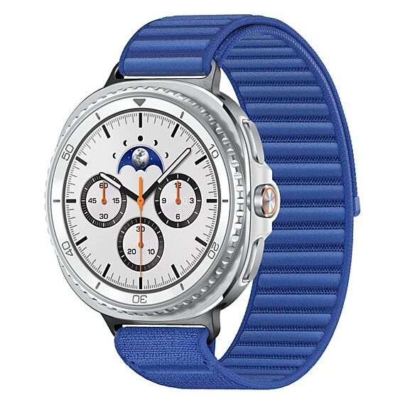 Galaxy Watch8 Classic | 46 мм | White | Fabric/Blue | S/M, Размер: 46 мм, Цвет: White, Тип ремешка: Fabric, Цвет ремешка: Blue, Размер ремешка: S/M, Подключение часов: Bluetooth / Wi-Fi